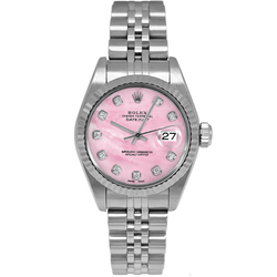 Rolex Lady Datejust Jaar 2004 26 mm Roze Parelmoer Roestvrijstalen Horloge 79174