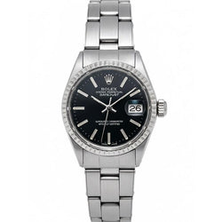 Rolex Lady Datejust Zwarte Stick Dial 26mm Roestvrijstalen Horloge