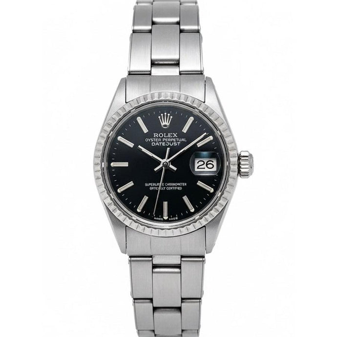 Rolex Lady Datejust Zwarte Stick Dial 26mm Roestvrijstalen Horloge