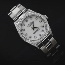 Rolex Midsize Horloge Custom Diamanten Lunette Oyster-armband RVS