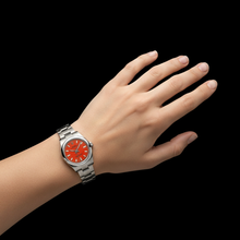 Afbeelding in Gallery-weergave laden, Rolex Oester Doorlopend 31 mm koraalrood stalen herenhorloge met lichtgevende wijzerplaat
