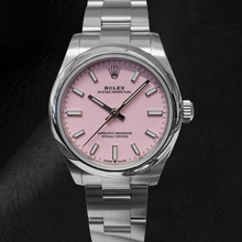 Afbeelding in Gallery-weergave laden, Rolex Oester Doorlopend 31 mm snoeproze roestvrijstalen herenhorloge met lichtgevende wijzerplaat

