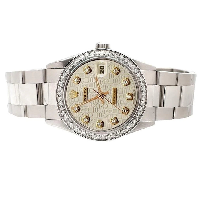 Rolex Oester roestvrijstalen Datumjust witte diamanten wijzerplaat rand Datumjust horloge SNELLE INSTELLING
