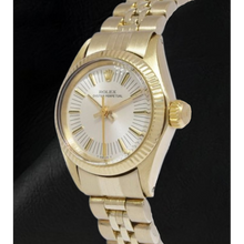 Afbeelding in Gallery-weergave laden, Rolex Oyster Perpetual 24 mm Zilveren Stick Wijzerplaat Geel Goud Horloge
