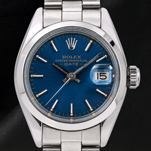 Afbeelding in Gallery-weergave laden, Rolex Oyster Perpetual 76094 26mm Blauwe Wijzerplaat met Streepindexen Roestvrij Staal Horloge
