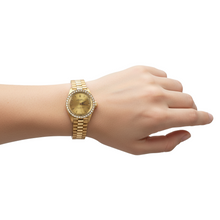 Afbeelding in Gallery-weergave laden, Rolex Oyster Perpetual Diamond Bezel geelgouden dameshorloge P1
