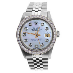 Rolex Roestvrij staal Datum Zojuist horloge witte diamanten wijzerplaat heren snelverstelling
