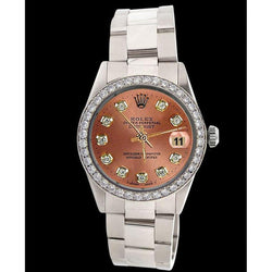 Rolex Salmon Diamond Dial Bezel Oyster Band Herenhorloge Roestvrij Staal SNELLE INSTELLING
