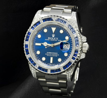 Afbeelding in Gallery-weergave laden, Rolex Submariner 116610LN Datum 40 mm Diamant met Blauwe Saffieren Lunette Roestvrij Staal Horloge
