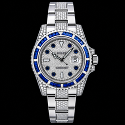 Rolex Submariner Date 116610 40mm Diamanten Wijzerplaat met Blauwe Saffier Horloge Roestvrij Staal Oyster-armband