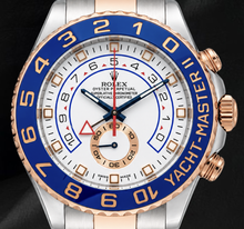 Afbeelding in Gallery-weergave laden, Rolex Yacht-Master II 116681 44mm Witte Wijzerplaat Blauwe Keramische Lunette Tweekleurig Horloge
