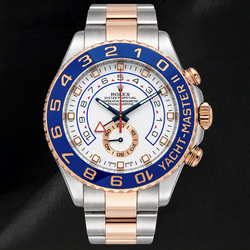 Rolex Yacht-Master II 116681 44mm Witte Wijzerplaat Blauwe Keramische Lunette Tweekleurig Horloge