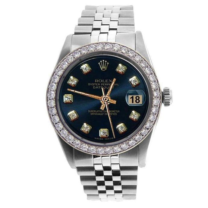 Rolex blauwe diamanten wijzerplaat herenhorloge roestvrij staal Jubileum-armband Rolex snel ingesteld
