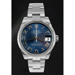 Rolex dame-Datumjust 31 blauw Romeins Oester-stalen horloge