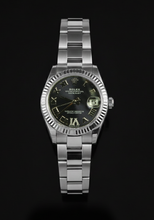 Afbeelding in Gallery-weergave laden, Rolex dame Datumjust 31 mm roestvrijstalen horloge met paarse diamanten wijzerplaat

