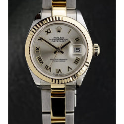 Natuurlijk Rolex Dames Tweekleurig Datejust Horloge 18k Geelgoud