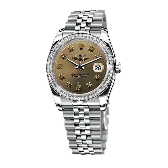 Rolex datum slechts 36 mm horlogerand diamanten wijzerplaat Rolex SNELLE INSTELLING
