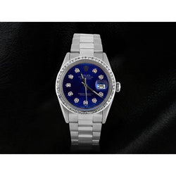 Rolex datumjust blauwe diamanten wijzerplaat lunette herenhorloge roestvrij staal Oester SNELLE INSTELLING