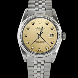 Rolex datumjust heren diamanten wijzerplaat gecanneleerde lunette jubileum roestvrij staal snel staal