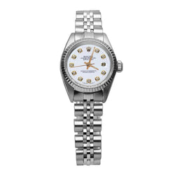 Rolex eeuwigdurend roestvrijstalen dames Datumjust-horloge met witte diamanten wijzerplaat