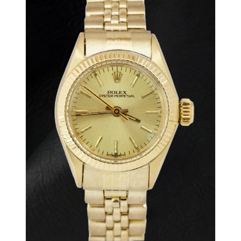 Rolex geelgouden horloge met champagnekleurige wijzerplaat van 24 mm