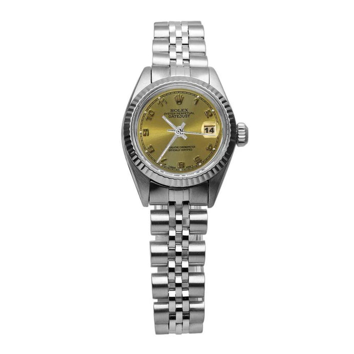 Rolex roestvrij staal Datumjust dameshorloge met champagnekleurige Arabische wijzerplaat
