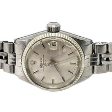 Afbeelding in Gallery-weergave laden, Rolex roestvrijstalen datumhorloge met zilveren stick-wijzerplaat van 26 mm
