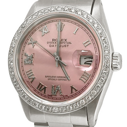 Rolex roze Romeinse wijzerplaat diamanten rand Oester-armband herenhorloge 36 mm SNELLE INSTELLING
