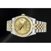 Afbeelding in Gallery-weergave laden, Rolex stok wijzerplaat Datumjust herenhorloge snel ingesteld &amp; gouden jubileumarmband snel ingesteld
