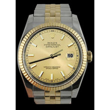 Afbeelding in Gallery-weergave laden, Rolex stok wijzerplaat Datumjust herenhorloge snel ingesteld &amp; gouden jubileumarmband snel ingesteld

