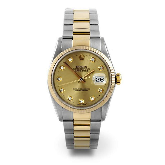 Rolex twee toon heren Datunjust diamant wijzerplaat Oester band champagne snel ingesteld
