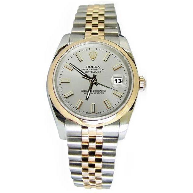 Rolex tweekleurig herenhorloge met datum, gewoon goud, gladde rand, snel ingesteld
