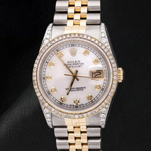 Afbeelding in Gallery-weergave laden, Rolex tweekleurig jubileumarmbandhorloge, 36 mm Datumjust witte diamanten wijzerplaat
