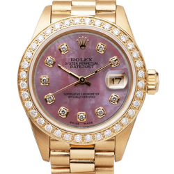 Rolex President Stijl Parelmoer Diamanten Wijzerplaat Horloge Gouden Lunette