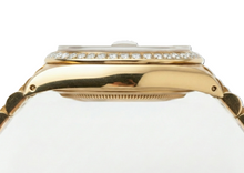 Afbeelding in Gallery-weergave laden, Rolex voorzitter-stijl Parelmoer diamanten wijzerplaat horloge met gouden rand
