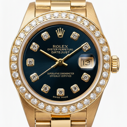 Rolex President Stijl Horloge Blauwe Diamanten Wijzerplaat Lunette Datejust Yg