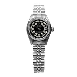 Rolex zwarte dubbele roestvrij staal Jubileum armband dames Datumjust horloge