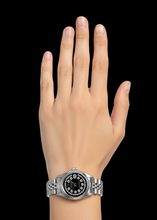 Afbeelding in Gallery-weergave laden, Rolex zwarte dubbele roestvrij staal Jubileum armband dames Datumjust horloge
