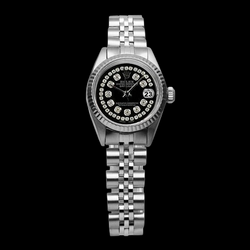 Rolex zwarte dubbele roestvrij staal Jubileum armband dames Datumjust horloge