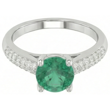 Afbeelding in Gallery-weergave laden, echte round smaragd 2.60karaat ring close-up detail
