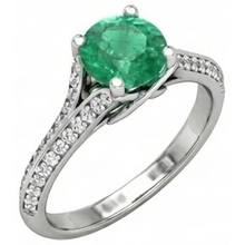 Afbeelding in Gallery-weergave laden, echte round smaragd 3.20karaat ring close-up detail
