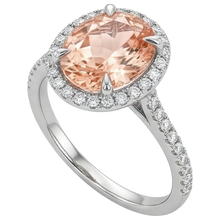 Afbeelding in Gallery-weergave laden, Rond geslepen Morganite en Natuurlijke echte diamanten ( niet in een laboratorium gekweekt ) 11.35 karaats ring goud wit 14K

