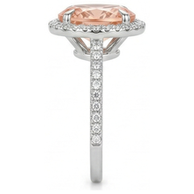 Afbeelding in Gallery-weergave laden, Rond geslepen Morganite en Natuurlijke echte diamanten ( niet in een laboratorium gekweekt ) 11.35 karaats ring goud wit 14K
