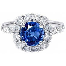 Afbeelding in Gallery-weergave laden, Rond geslepen Sri Lanka saffier Natuurlijke echte diamanten ( niet in een laboratorium gekweekt ) ring goud 14K 1.50 karaat
