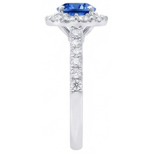 Afbeelding in Gallery-weergave laden, Rond geslepen Sri Lanka saffier Natuurlijke echte diamanten ( niet in een laboratorium gekweekt ) ring goud 14K 1.50 karaat
