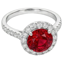 Afbeelding in Gallery-weergave laden, echte round robijn 4.50karaat ring close-up detail
