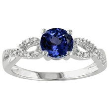 Afbeelding in Gallery-weergave laden, Rond geslepen tanzaniet 3.50 karaat Natuurlijke echte diamanten ( niet in een laboratorium gekweekt ) fancy ring wit goud 14k
