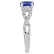 Afbeelding in Gallery-weergave laden, Rond geslepen tanzaniet 3.50 karaat Natuurlijke echte diamanten ( niet in een laboratorium gekweekt ) fancy ring wit goud 14k
