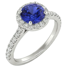 Afbeelding in Gallery-weergave laden, echte round tanzaniet 9.50karaat ring close-up detail
