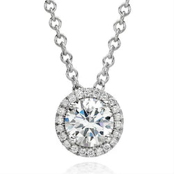 Rond Geslepen 2,75 Ct. Echt Diamanten Hanger Ketting Met Ketting Wit 14K